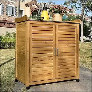 Waterproof Outdoor Garden Storage Shed Potting Bench Tool Cabinet