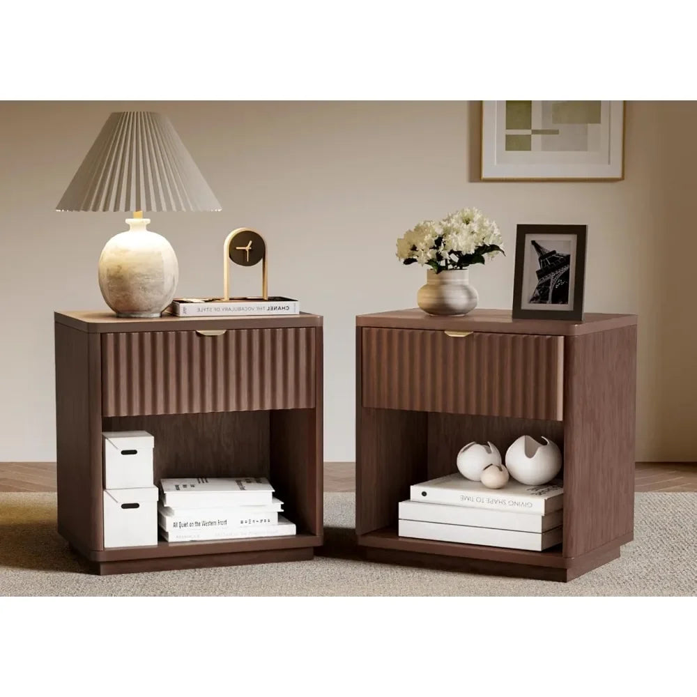 Modern Nightstand with Drawers Minimalist Bedside Table for Bedroom