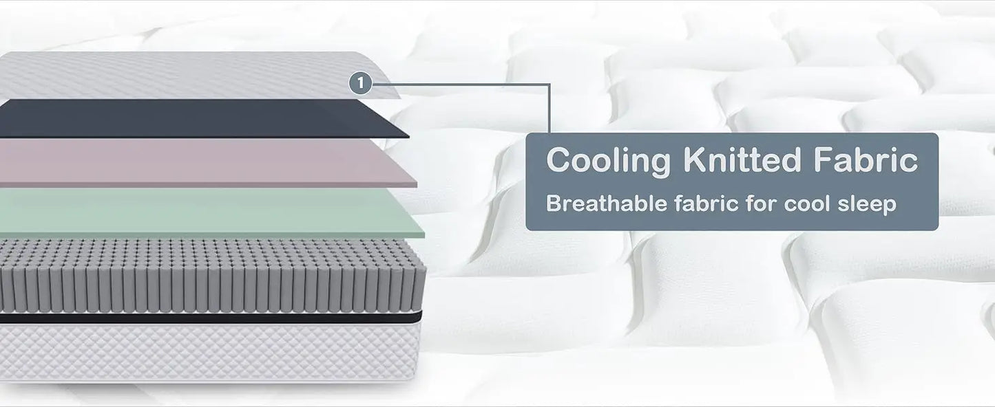 Ljustra 12 Inch Queen Size Gel Memory Foam Hybrid Mattress in a Box