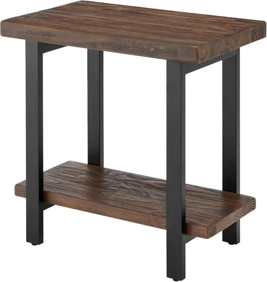 Ljustra Pomona Metal Wood End Table Rustic Furniture Living Room Home