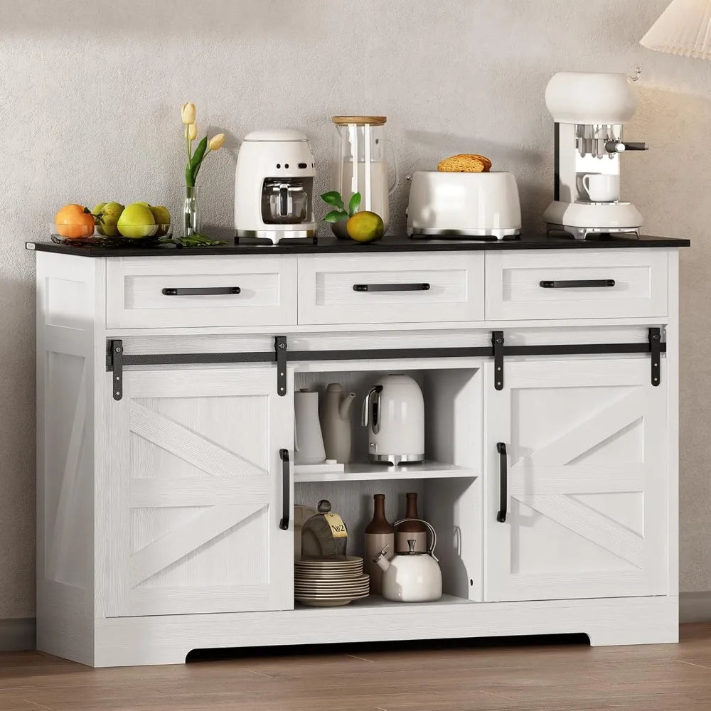 Farmhouse Sideboard Buffet Cabinet Storage Wine Bar with Sliding Doors