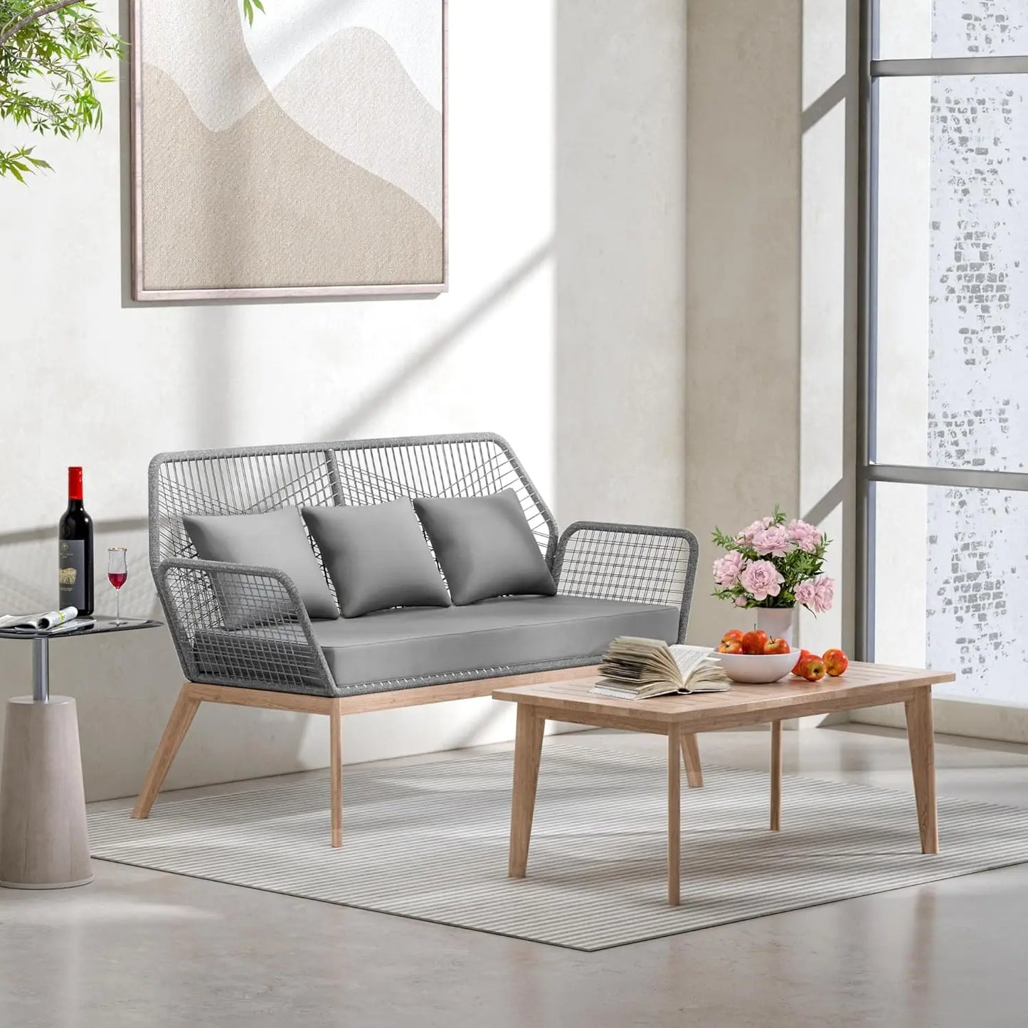 Outdoor Patio Furniture Set Modern Rope Woven Sectional Sofa Set