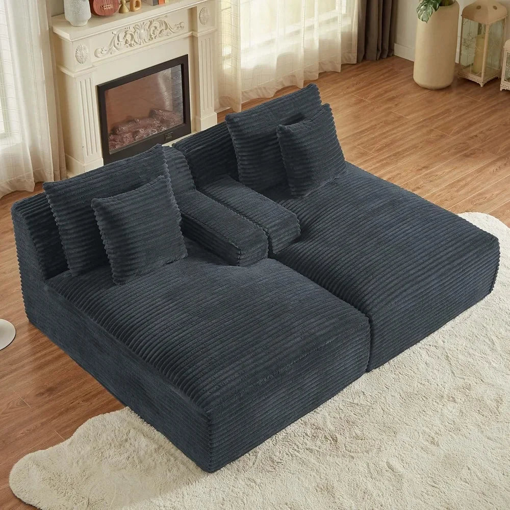 Ljustra 78 Oversized Double Chaise Lounge Couch Indoor Sectional Sofa