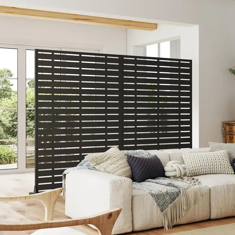 Freestanding Outdoor Privacy Screen Metal Frame Resin Panels Patio Garden