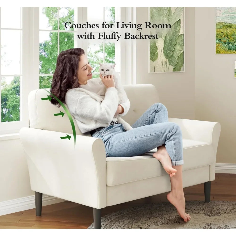 48 Inch Loveseat Sofa Soft Velvet Couch for Living Room Bedroom