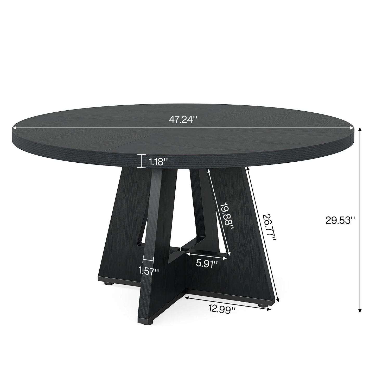 Ljustra Round Dining Table for 4 Farmhouse Style Kitchen Table 47 Inch