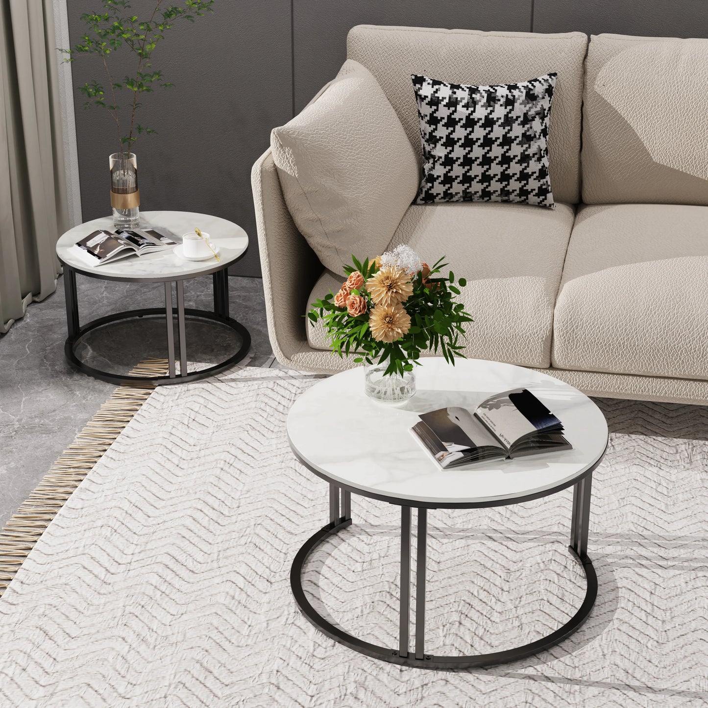 Wisfor Modern Nesting Coffee Table Set of 2 for Living Room Apartment