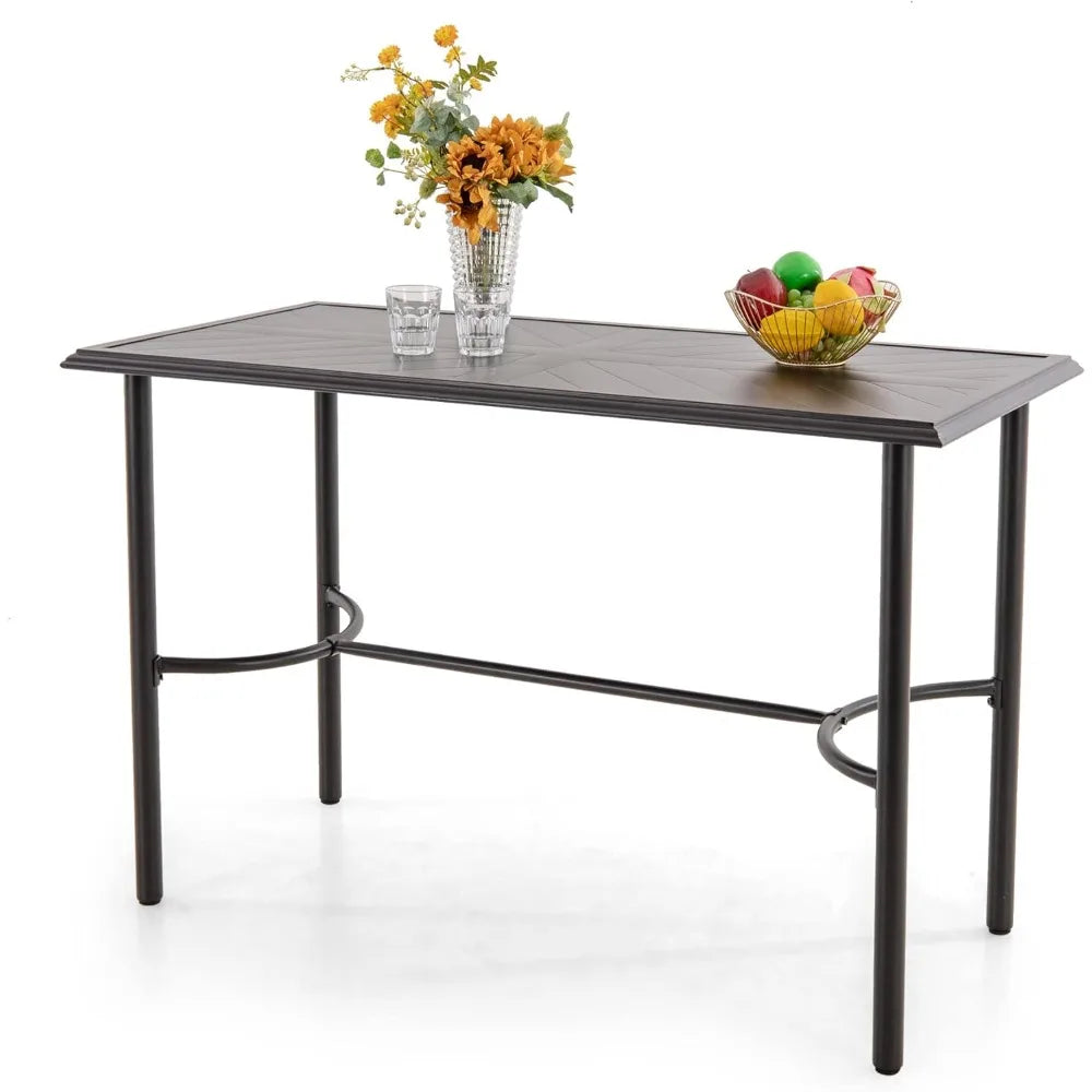 Outdoor Bar Table for 4-6 Counter Height Rectangle Metal Steel Frame