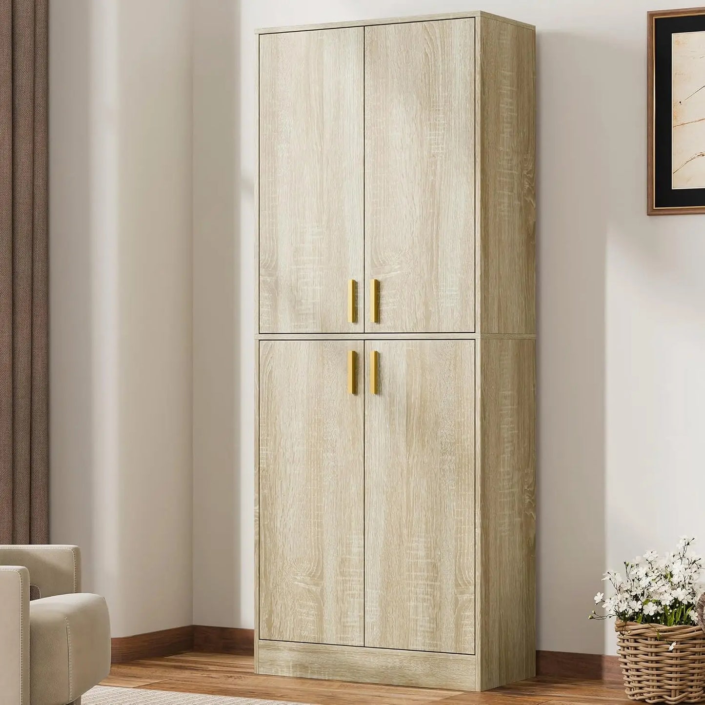 Ljustra Kitchen Pantry Cabinet 71 Inch Tall Wood Storage Cabinet with Doors