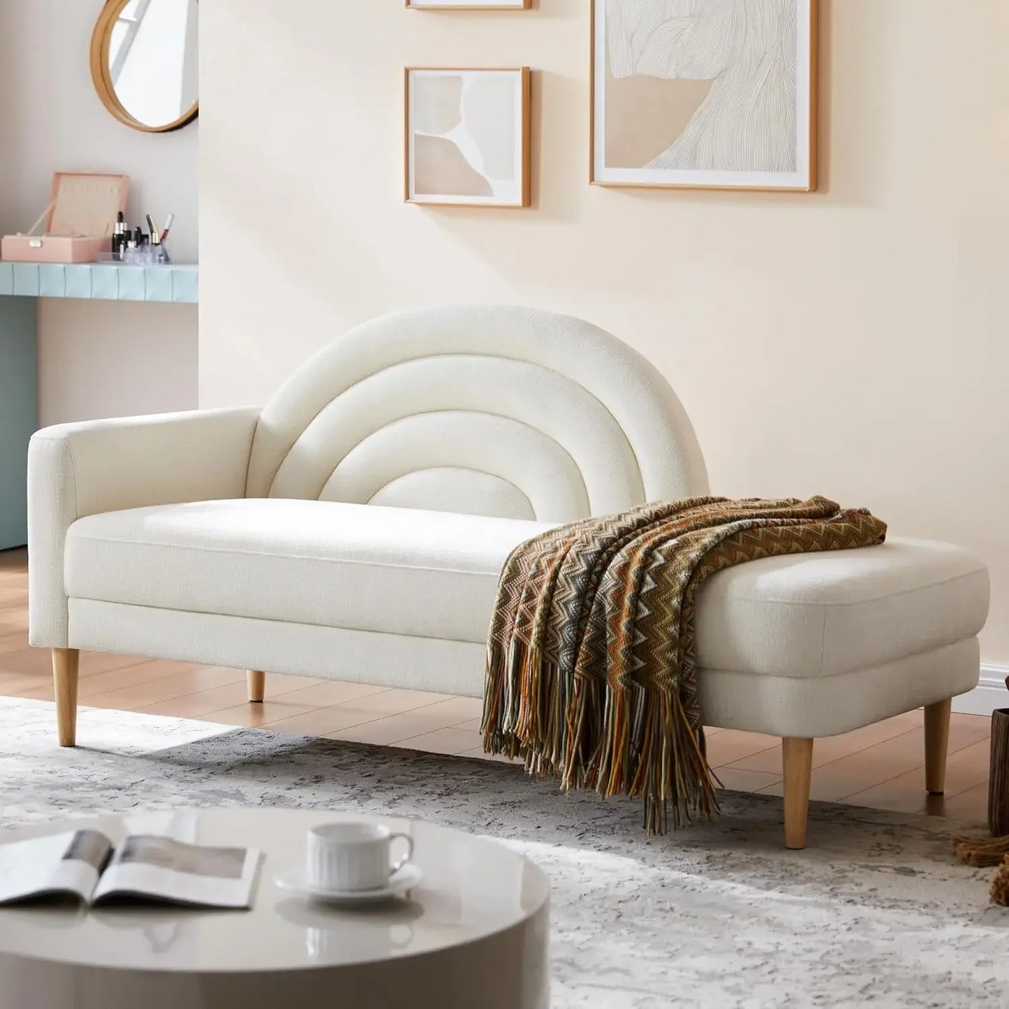 Ljustra 31.5" Chaise Lounge Chair Indoor Sofa Modern Linen Upholstered