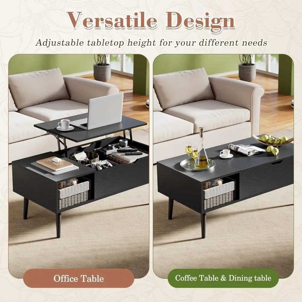 Wooden Lift Top Coffee Table with Storage for Living Room Furniture