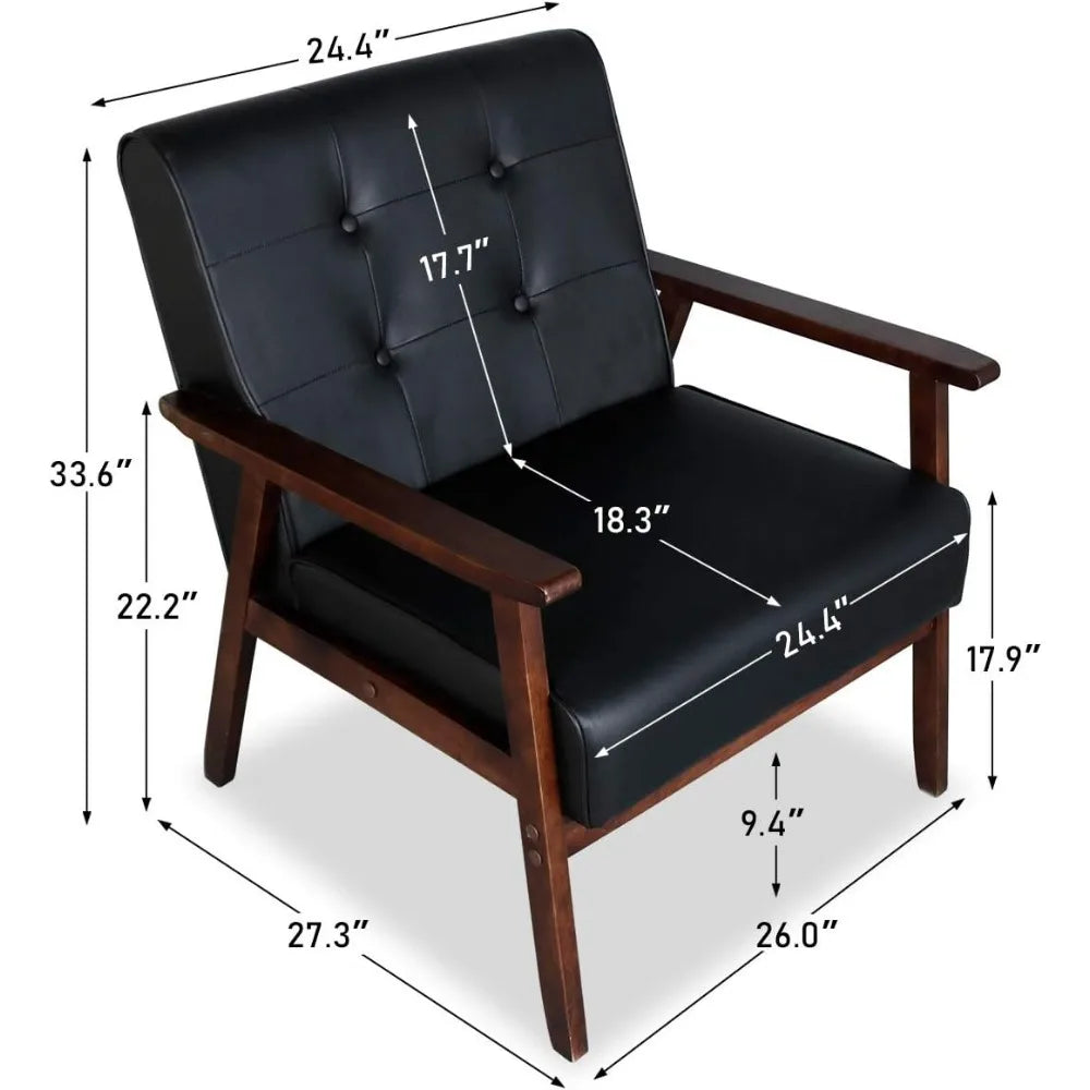Mid Century Modern Loveseat Sofa and Accent Chairs Set for Living Room