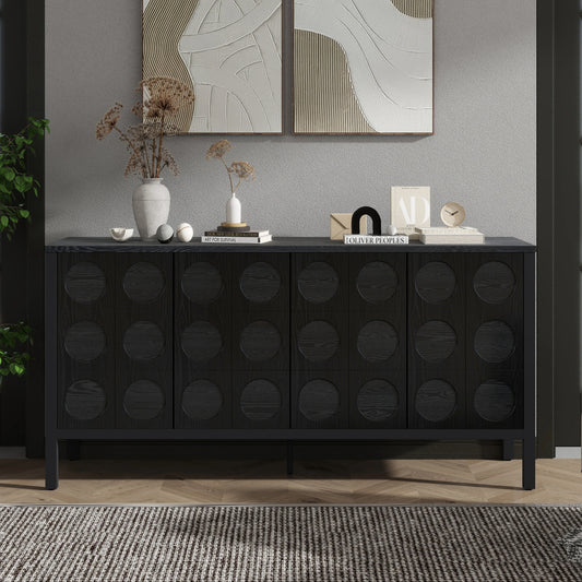 Stylish Wooden Storage Cabinet Sideboard with Geometric Circle Design