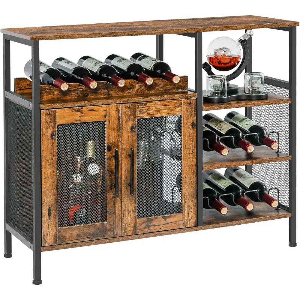 Wine Bar Rack Cabinet with Detachable Wine Rack Coffee Bar Cabinet