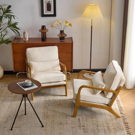 Chenille Accent Chair Set of 2 Mid Century Modern Reading Chairs