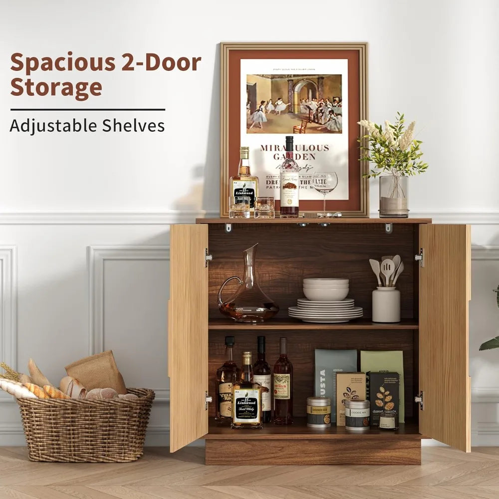 Sideboard Buffet Cabinet with Solid Wood Doors 30" Kitchen Storage