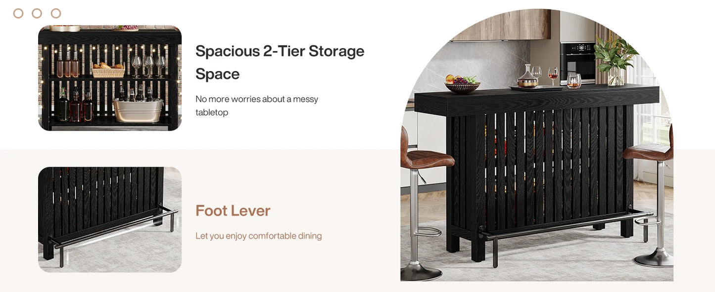 Ljustra 63 Inch Large Home Bar Unit Modern Coffee Bar Cabinet with Footrest