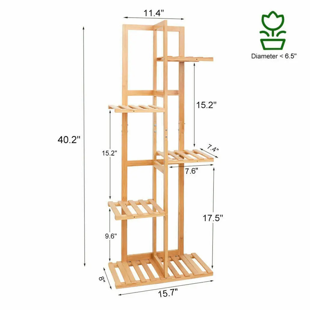 Ljustra Bamboo 5 6 Tier Plant Stand Rack Indoor Outdoor Flower Shelf