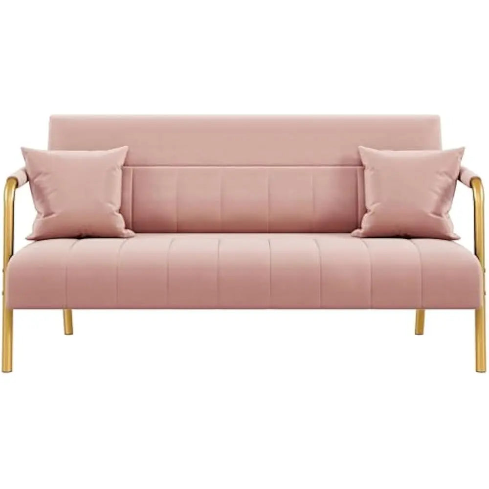 Ljustra 56.5" Luxurious Velvet Sofa with Gold-Tone Metal Arms and Legs