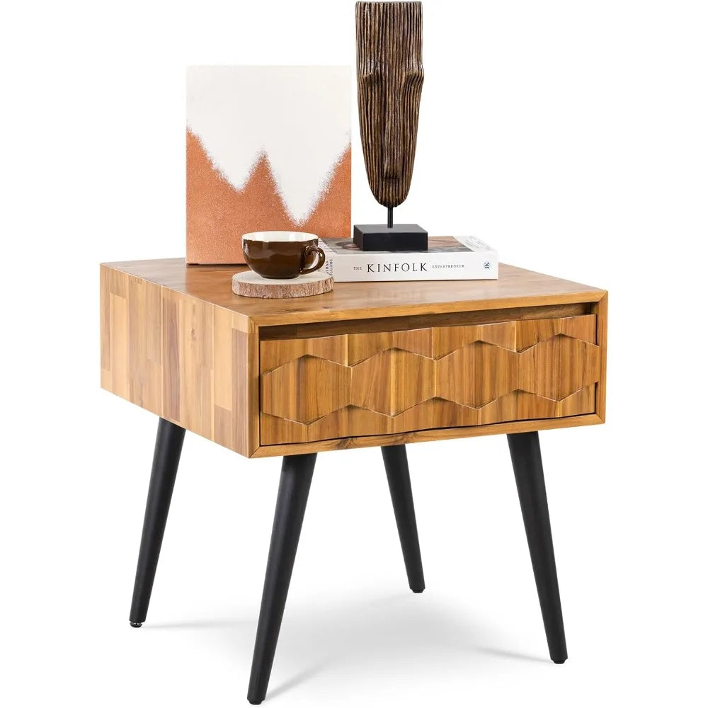 Georgina Solid Wood Nightstands Fully Assembled Rustic Bedroom Cabinet