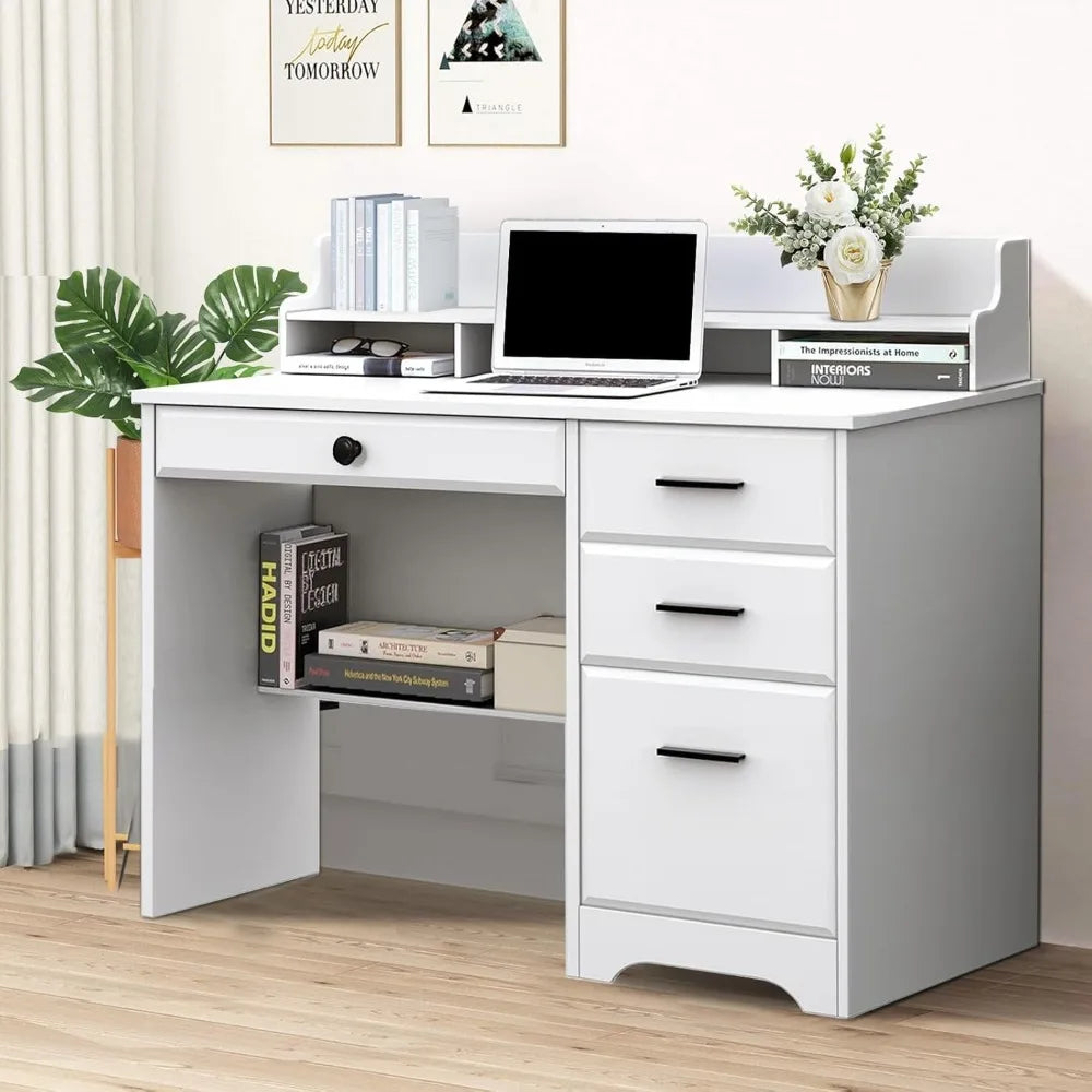 Computer Desk with Storage Drawers and Hutch for Home Office Small Space