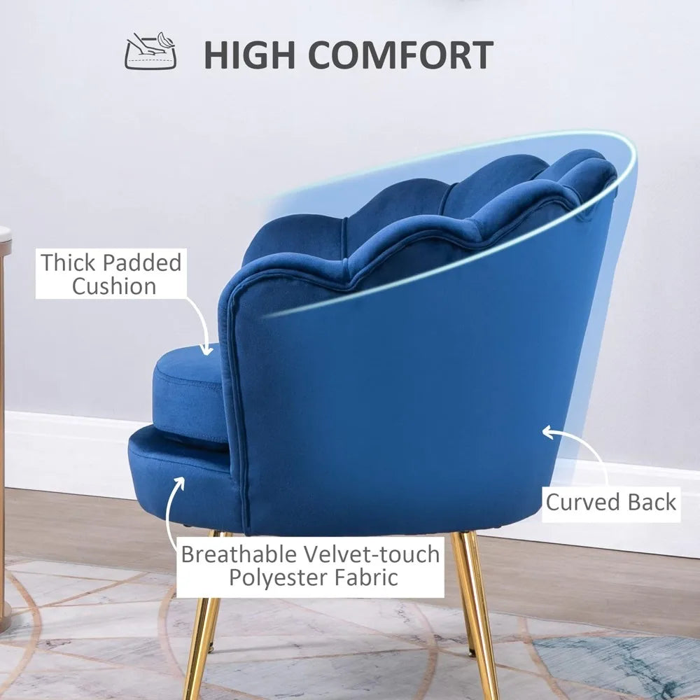 Elegant Velvet Accent Chair Set of 2 with Gold Legs for Living Room