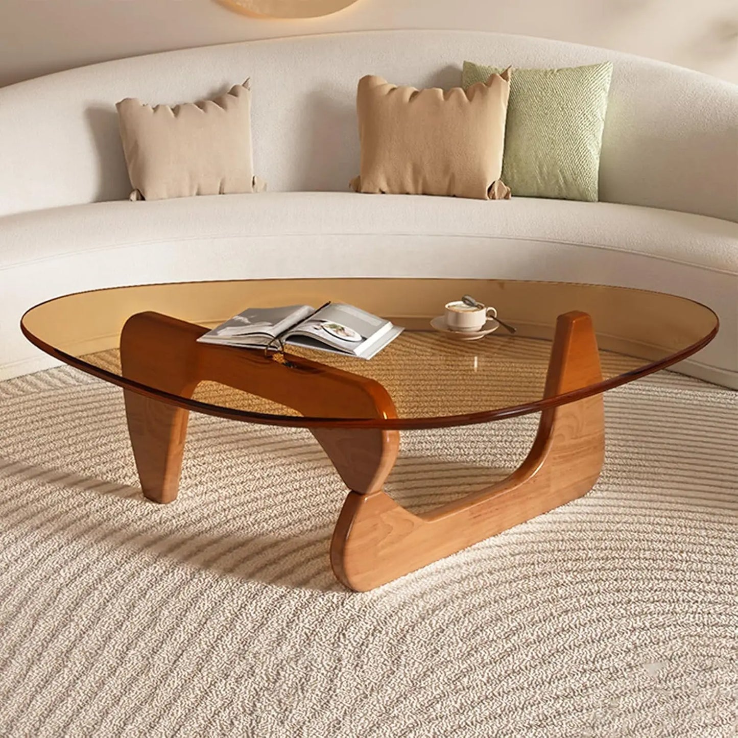 Triangle Glass Coffee Table Modern Abstract End Table for Living Room