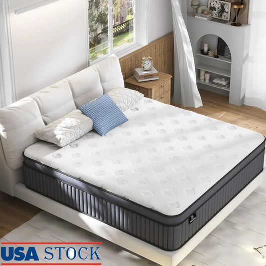 Ljustra 14 Inch Medium Firm Queen Mattress Hybrid Gel Memory Foam Back Pain Relief