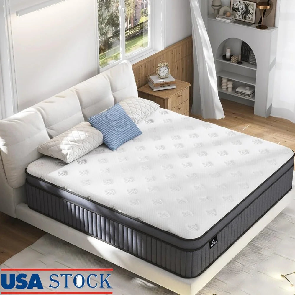 Ljustra 14 Inch Medium Firm Queen Mattress Hybrid Gel Memory Foam Back Pain Relief
