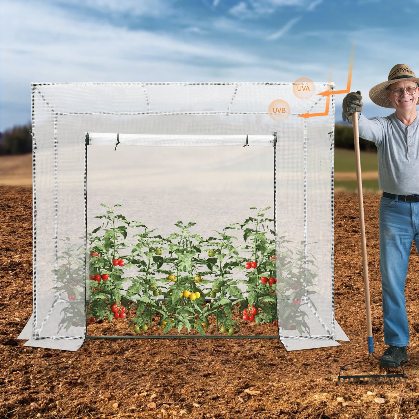 Green House Kit Outdoor Greenhouse Plant Storage PE Cover 200x77x170cm