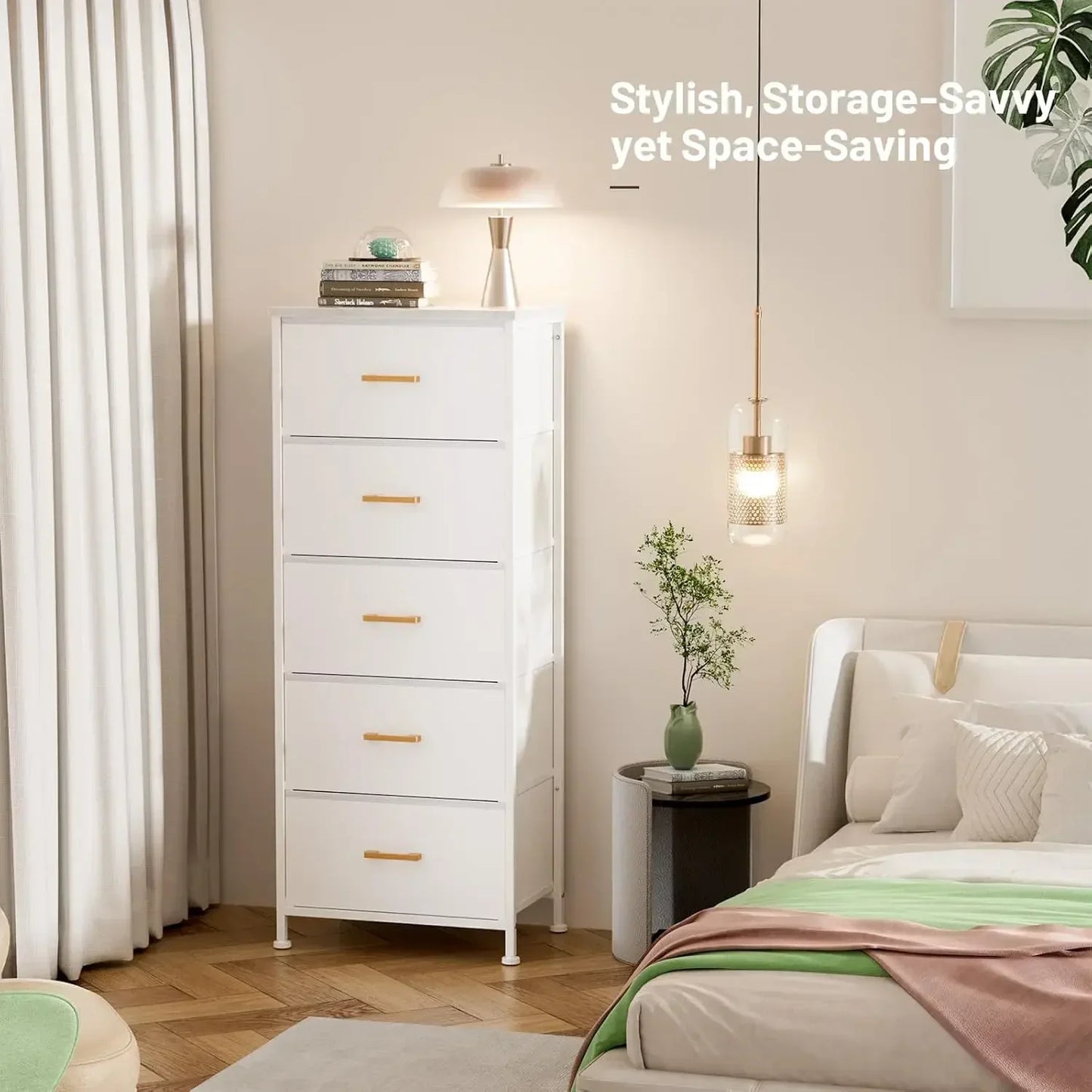 Tall Dresser 5 Drawers Storage Organizer Modern Furniture for Bedroom