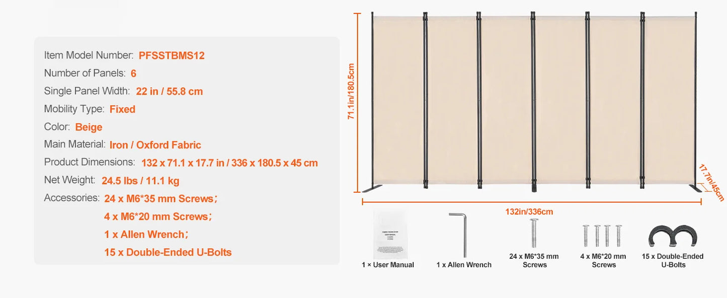 Ljustra 4 Panel Room Divider Folding Privacy Screen Freestanding Partition