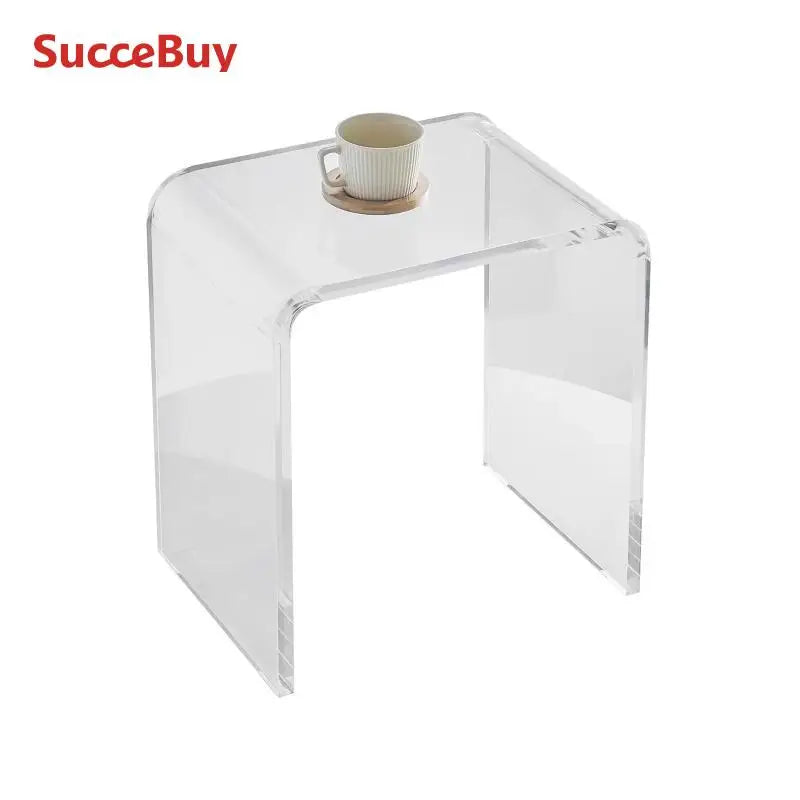 Ljustra Acrylic End Table C-Shaped Minimalist Clear Side Table for Living Room