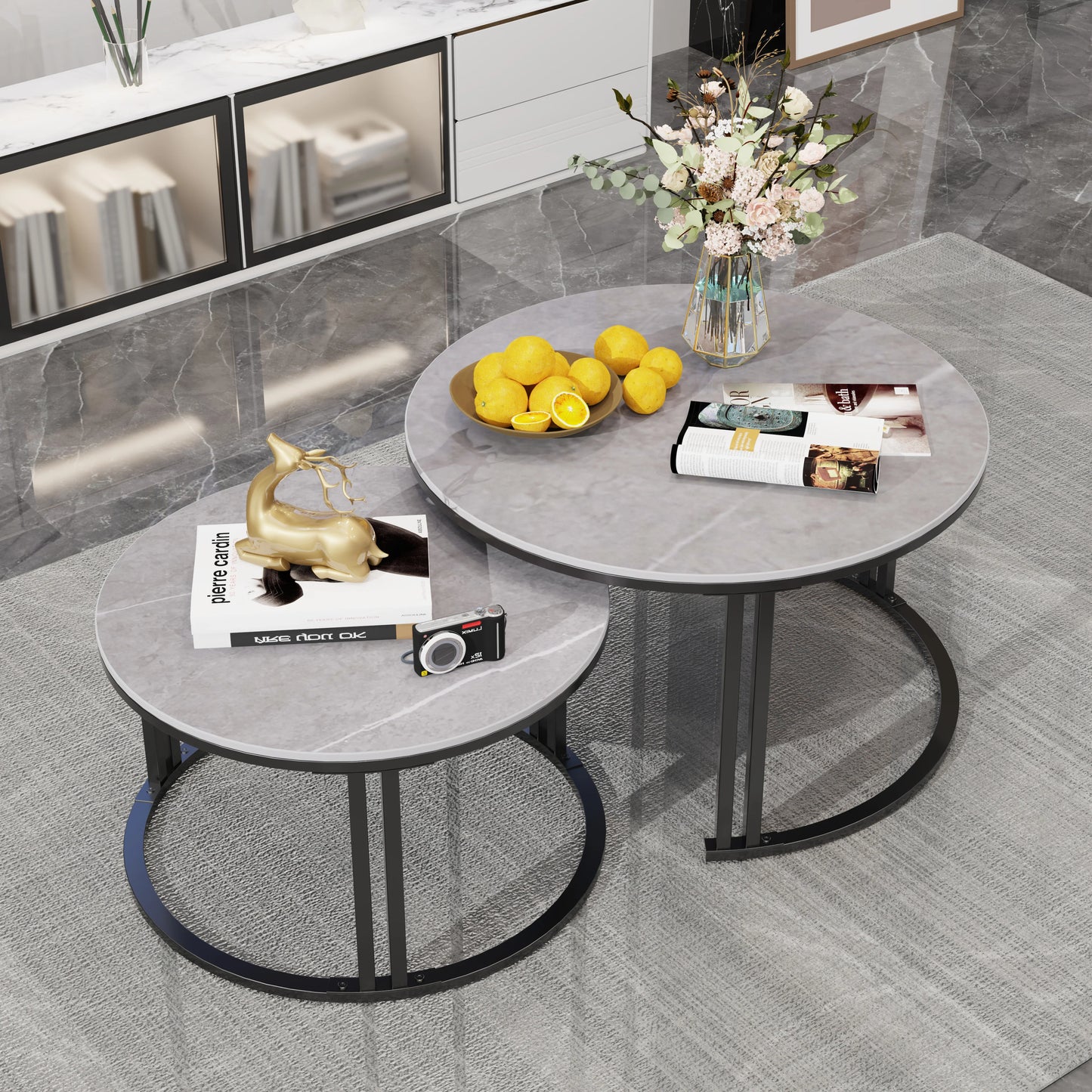 Wisfor Modern Nesting Coffee Table Set of 2 for Living Room Apartment