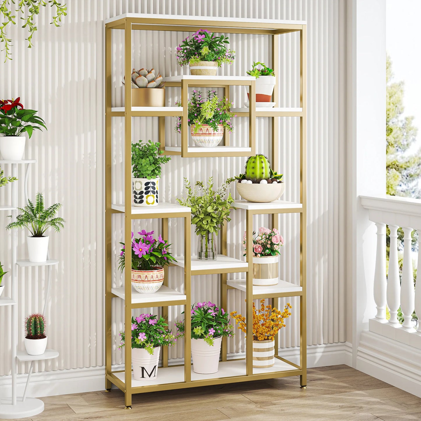Tribesigns Gold 8-Shelf Etagere Bookcase Modern Display Shelf
