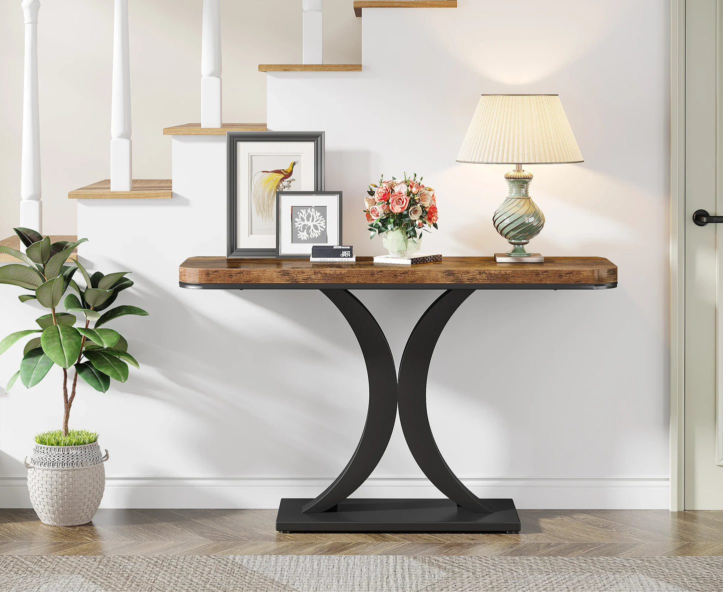 Ljustra Industrial Console Table 40 Inch Narrow Entryway Foyer Accent