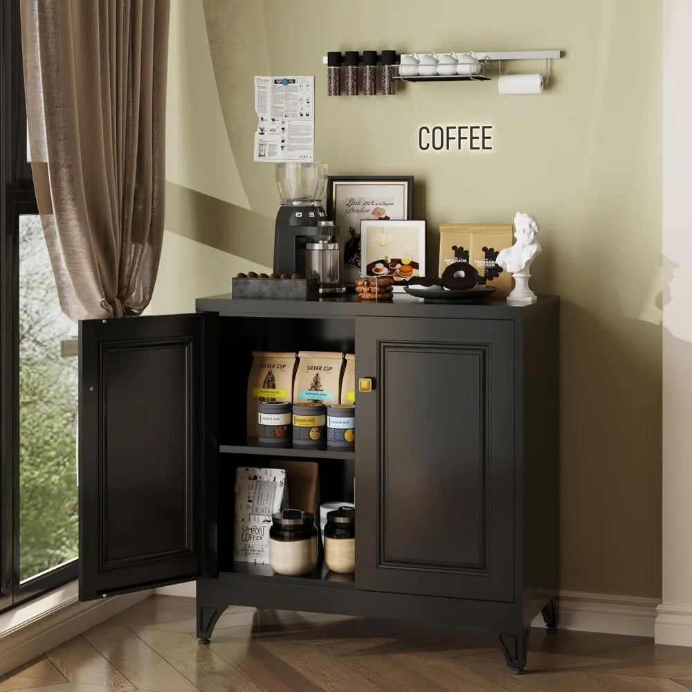 Coffee Bar Cabinet Kitchen Storage Adjustable Shelf Sideboard Buffet