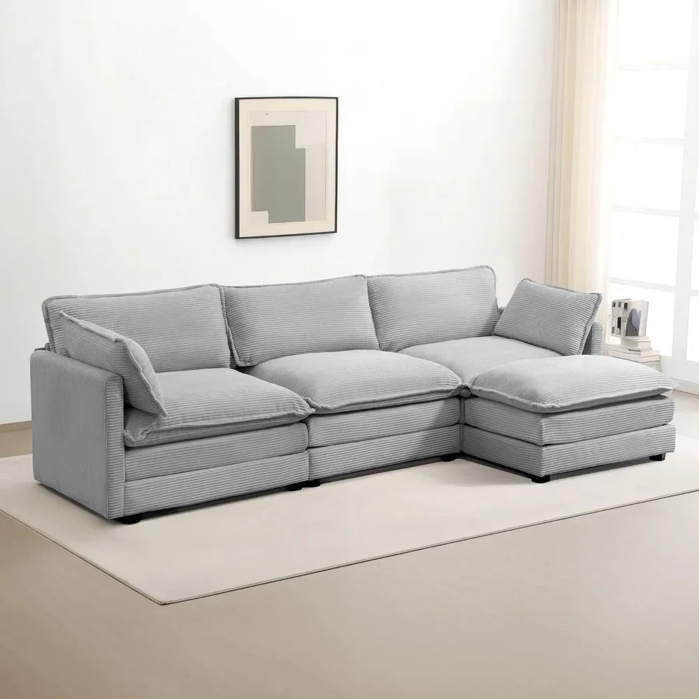 Ljustra Oversized Modular Sectional Sofa with Movable Ottoman 112 Inch