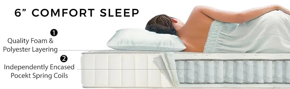 Ljustra 6 Inch Twin Mattress Hybrid Euro Top Comfort Eco-Friendly Innerspring