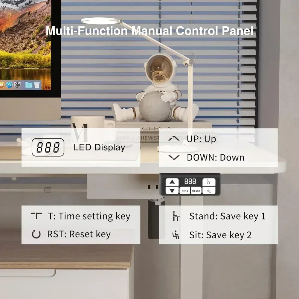 Adjustable Electric Standing Desk Sit Stand Home Office Workstation 63x24