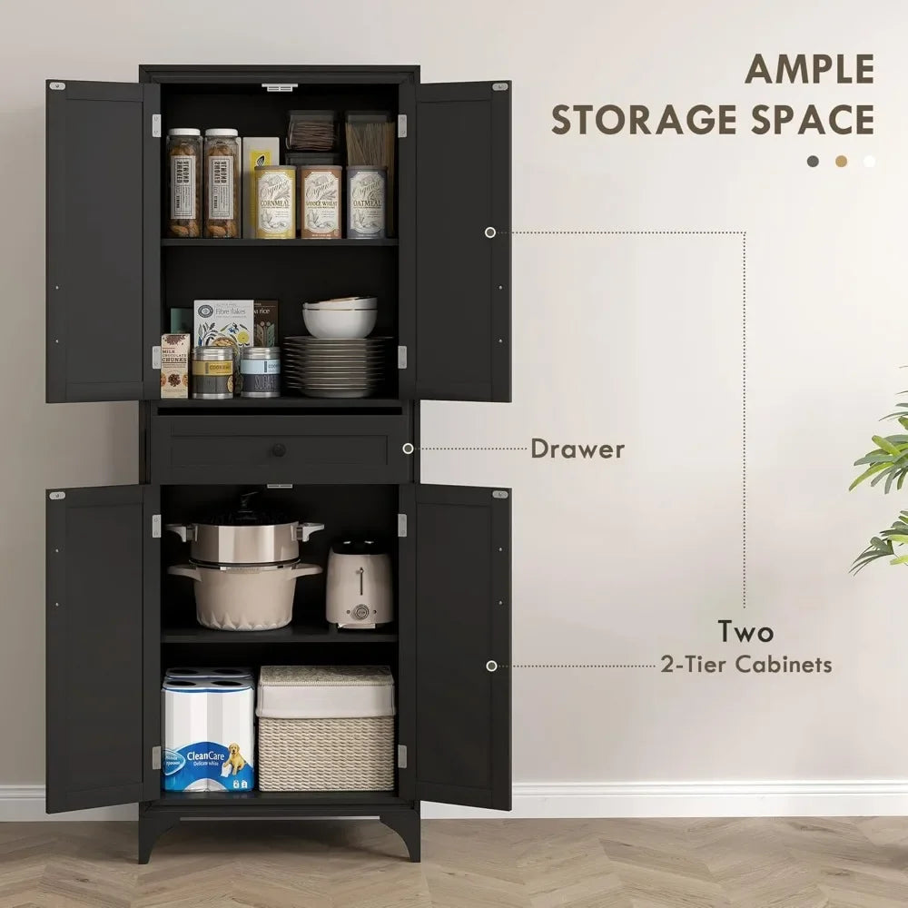67 Inch Tall Freestanding Kitchen Pantry Cabinet with Adjustable Shelves