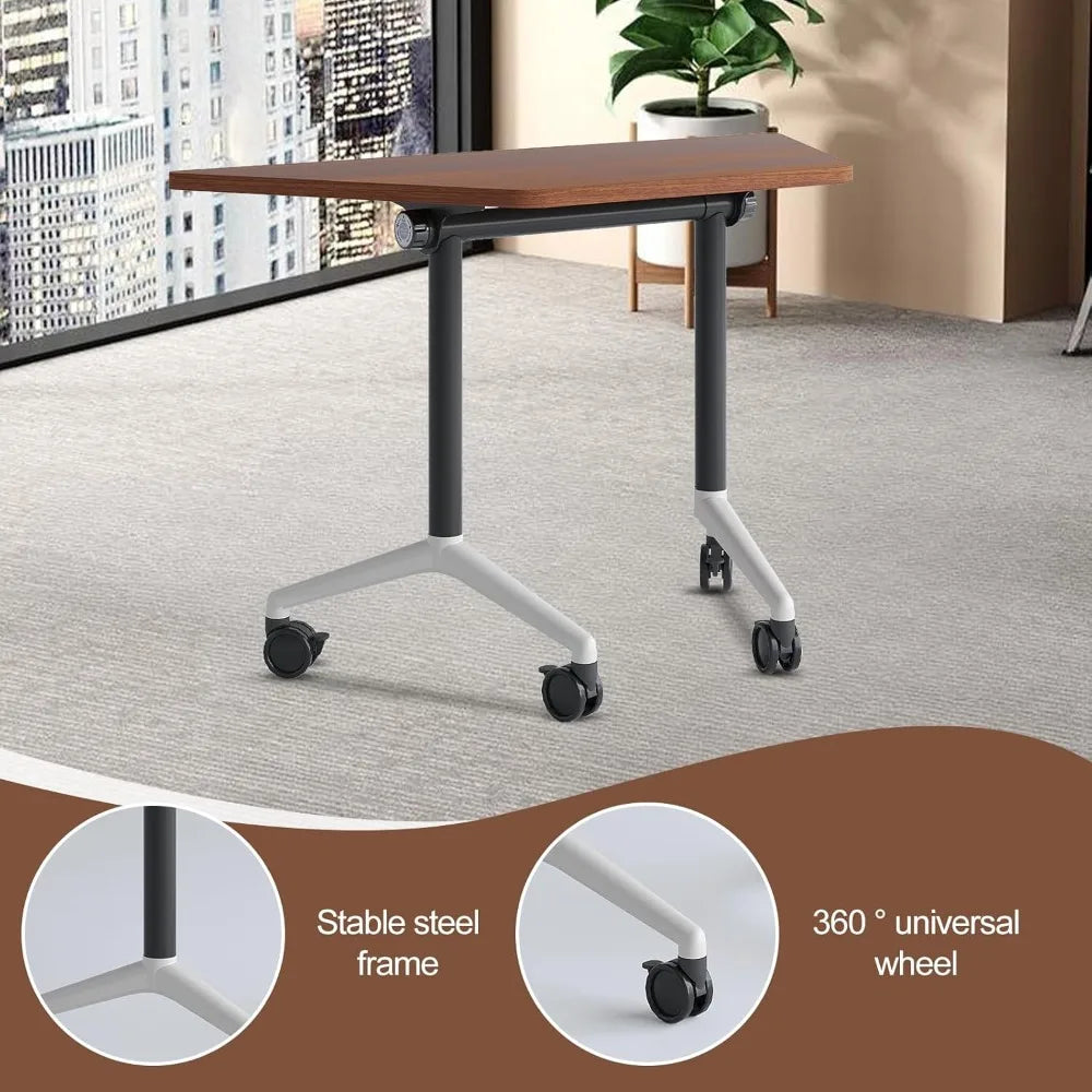 Folding Conference Table On Wheels Flip Top Mobile Training Table 2pack