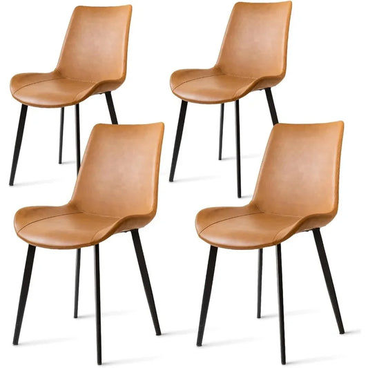 Modern PU Leather Dining Chairs with Sturdy Metal Legs for Home