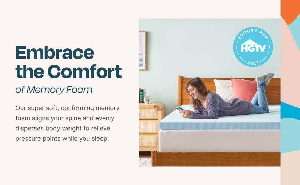 Ljustra 2 Inch Memory Foam Mattress Topper Gel Cooling Pressure Relief