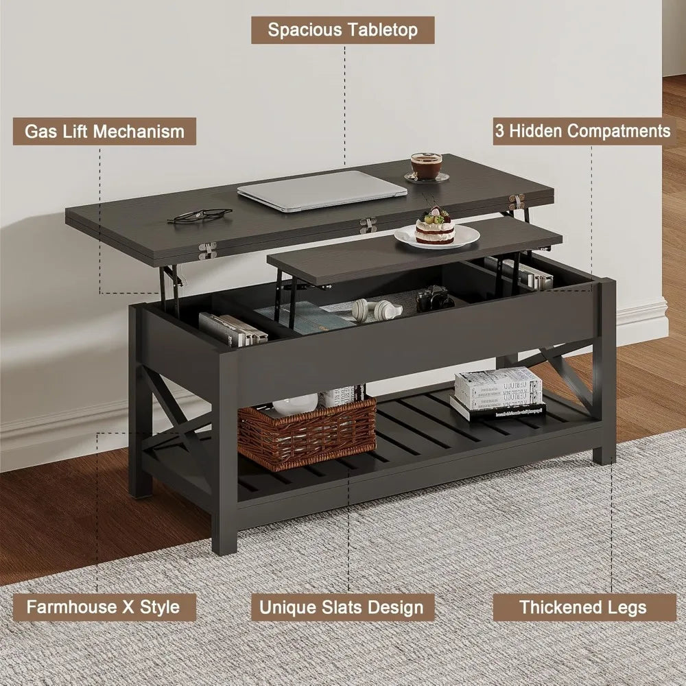 Multi-Function Coffee Table Lift Top Storage Dining Table Modern Style