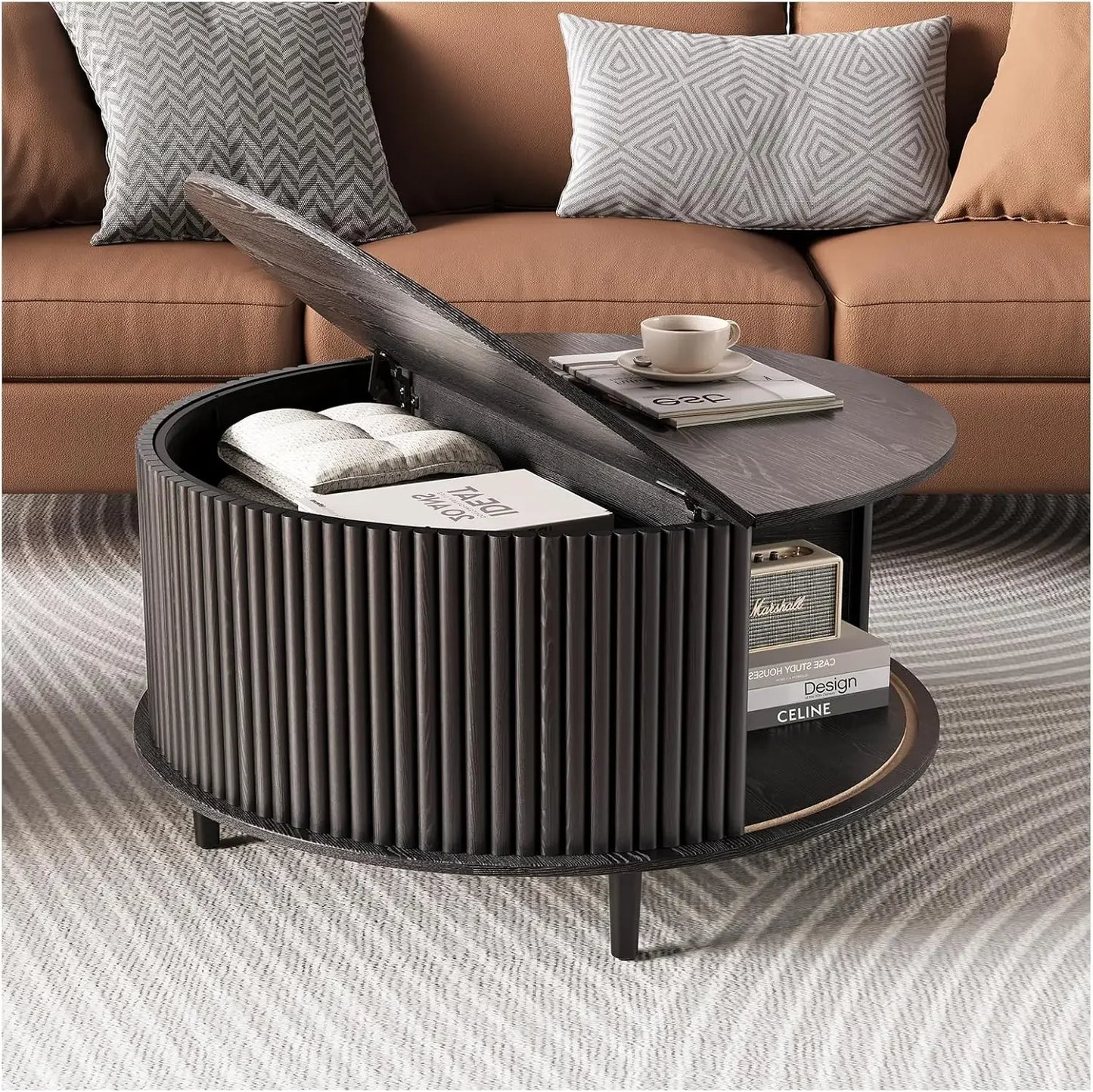 Lift Top Coffee Table with Storage Hidden Compartment Mid Century Modern