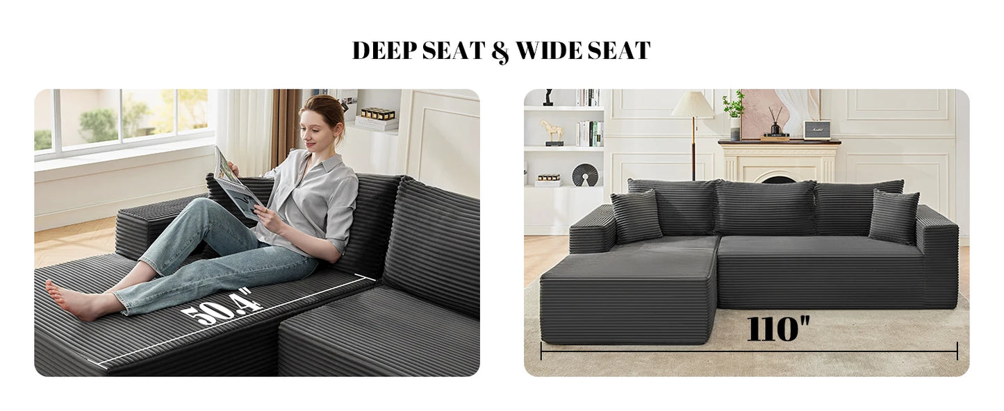 Ljustra Boneless Sectional Sofa with L-Shaped Chaise