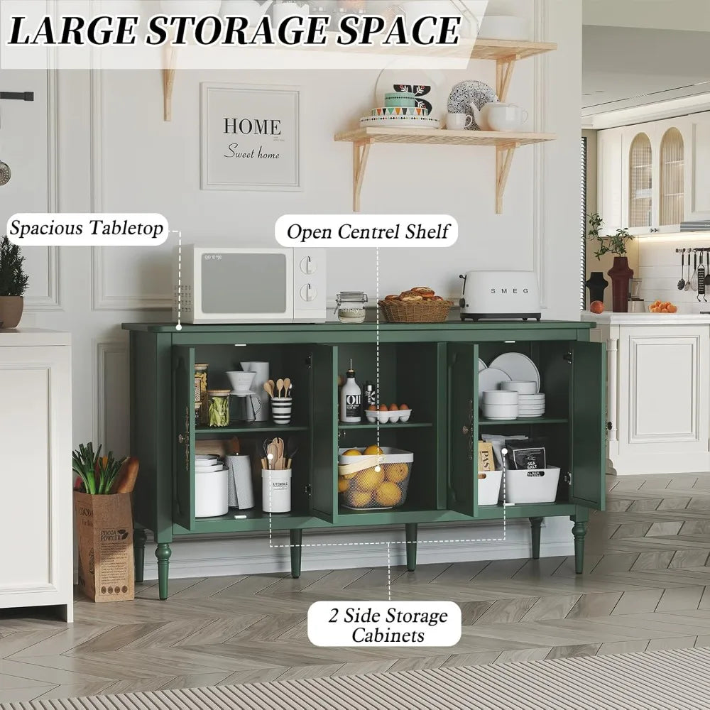 Vintage Buffet Sideboard Cabinet 59" Mid Century Modern Storage Credenza