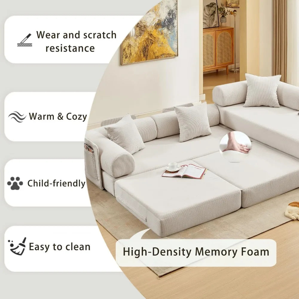Ljustra 7-in-1 Convertible Sofa Bed Modular Cloud Sectional