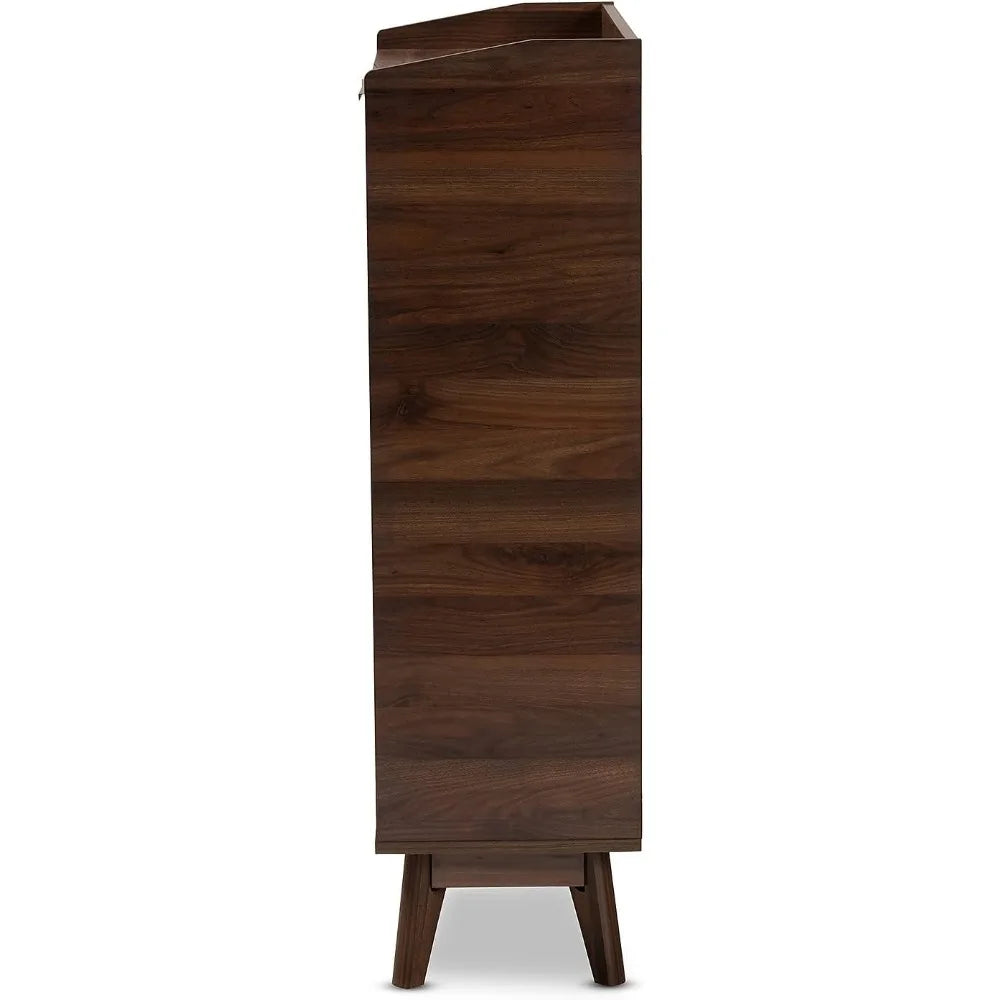 Lena Mid-Century Modern 5-Shelf Wood Entryway Shoe Cabinet Furniture